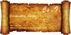 Csanaky Iván névjegykártya