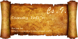 Csanaky Iván névjegykártya